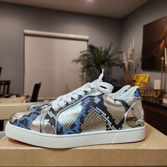 NEW Christian Louboutin Fun Vieira Orlato Flat Sneaker in Metallic Snake 41.5 - Picture 6 of 12